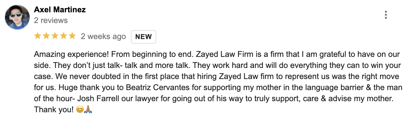 Zayed Law Offices Personal Injury Attorneys - Chicago Office Review